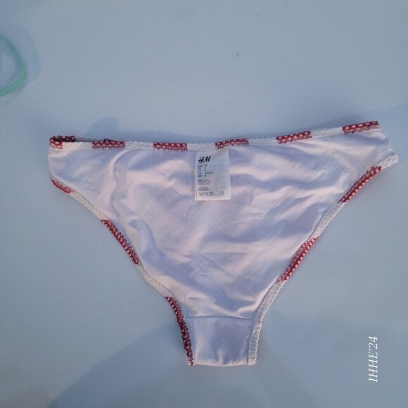 H&M Women's Red & White Striped Bikini Bottoms Size 8 - Picture 6 of 7